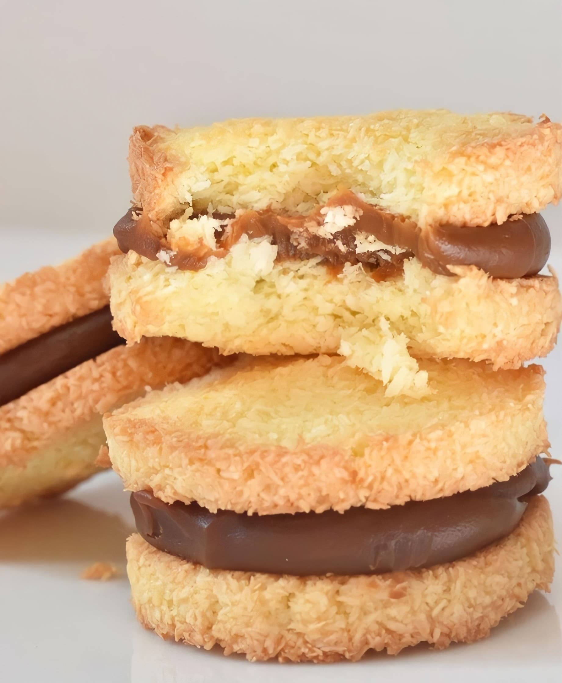 Caja de alfajores de coco y ddl x6 unidades